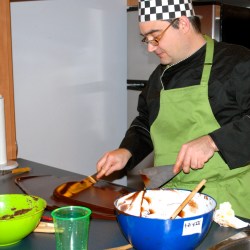 Olivier Piffaudat making chocolate at a home course