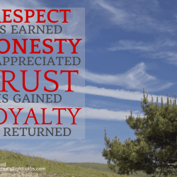 Respect is earned honesty is appreciated quote on a blue sky