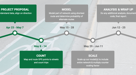 Project strategy showing sprints for proposal, count, model, scale, analyze and report